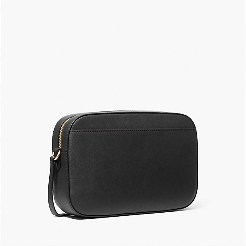 Michael Kors Jet Set Large Saffiano Leather Crossbody Bag Black Gold Chain NWT - Picture 5 of 9